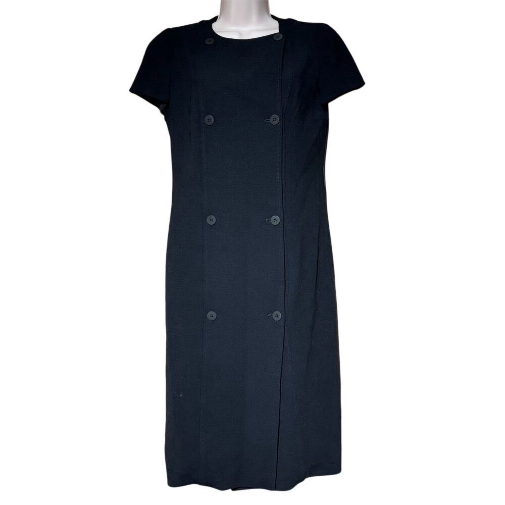 Max Mara Women's Black Double-Breasted Knee Length Dress Size 2 Vintage